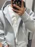 ICH MODE美式开衫卫衣外套男女同款春秋新款宽松休闲连帽上衣 浅灰色 L 实拍图