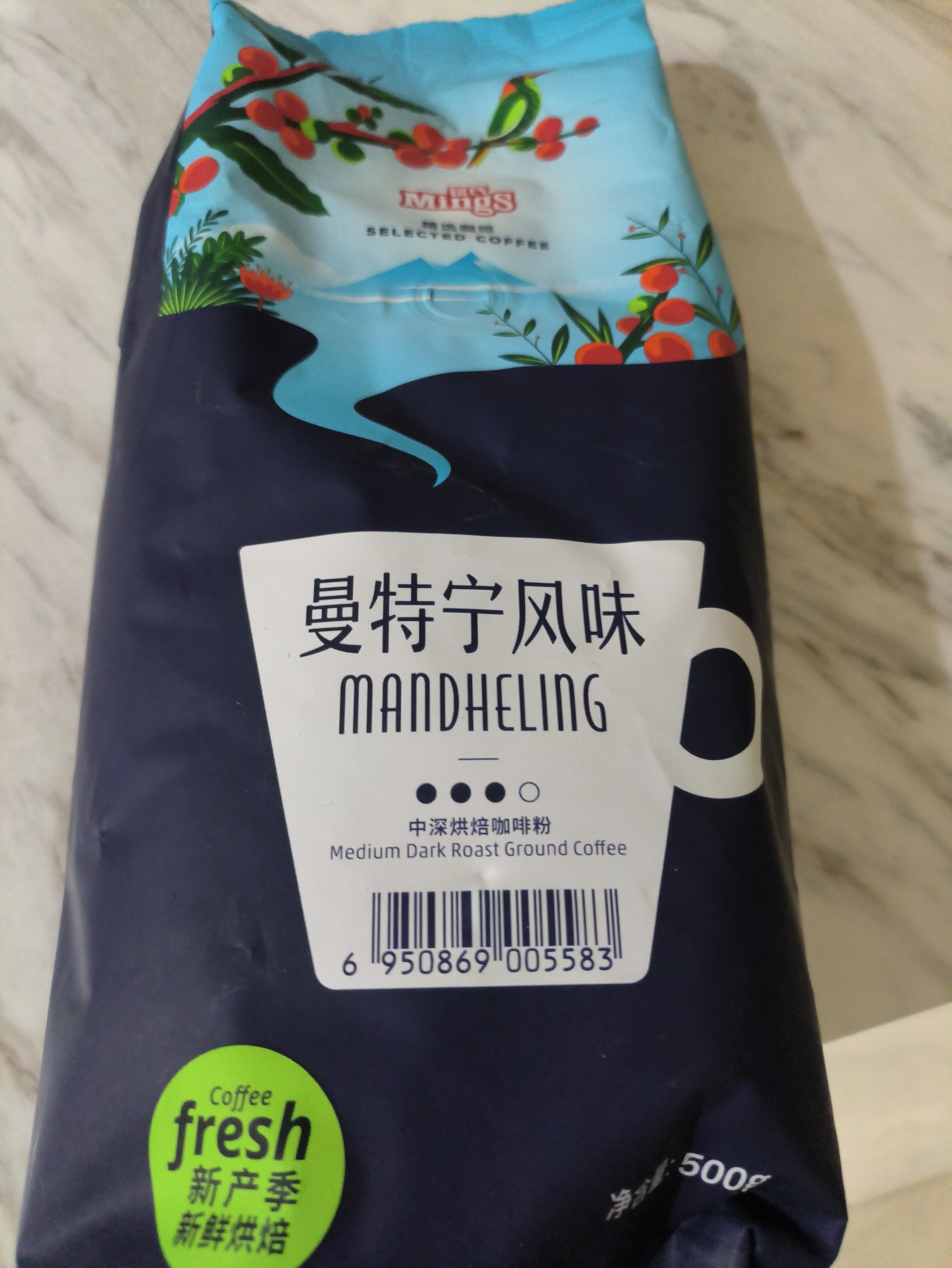 铭氏（Ming's）曼特宁咖啡粉 低酸香甜阿拉比卡豆研磨黑咖啡500g 咖啡豆中深烘焙 实拍图