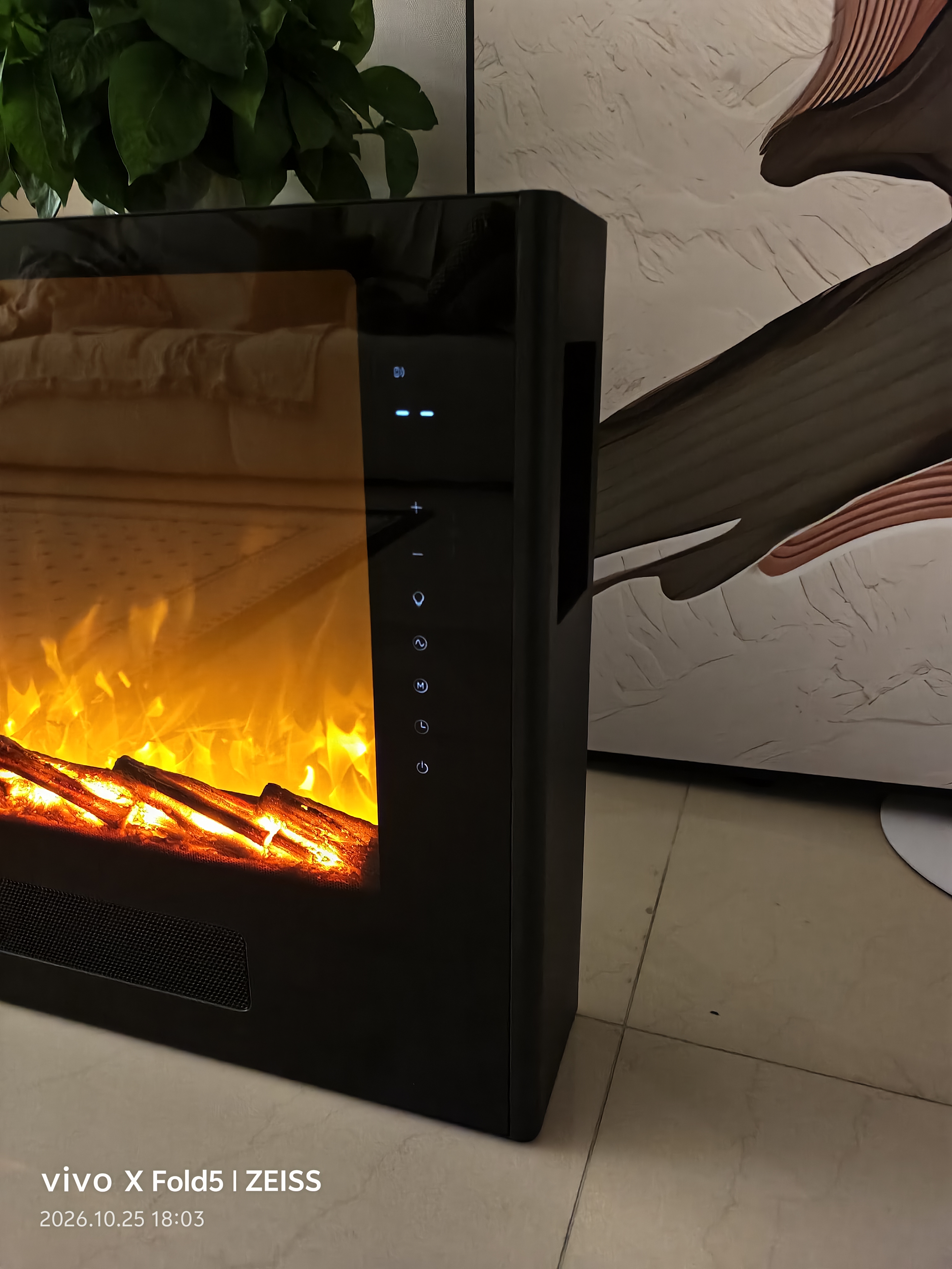 美的（Midea）【5D仿真火焰】暖风机壁炉取暖器石墨烯取暖神器AI语音电暖器大面积客厅全屋升温电暖气HDR30S9 实拍图