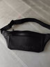 男士腰包放手机腰包男斜挎多功能防水手机包男士收银腰包大容量韩版牛皮包 款-黑色 实拍图