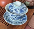 三勤堂景德镇陶瓷手工手绘青花品茗杯三才盖碗套组功夫茶杯茶具主人杯 青花缠枝三才盖碗 130ml 1只 实拍图
