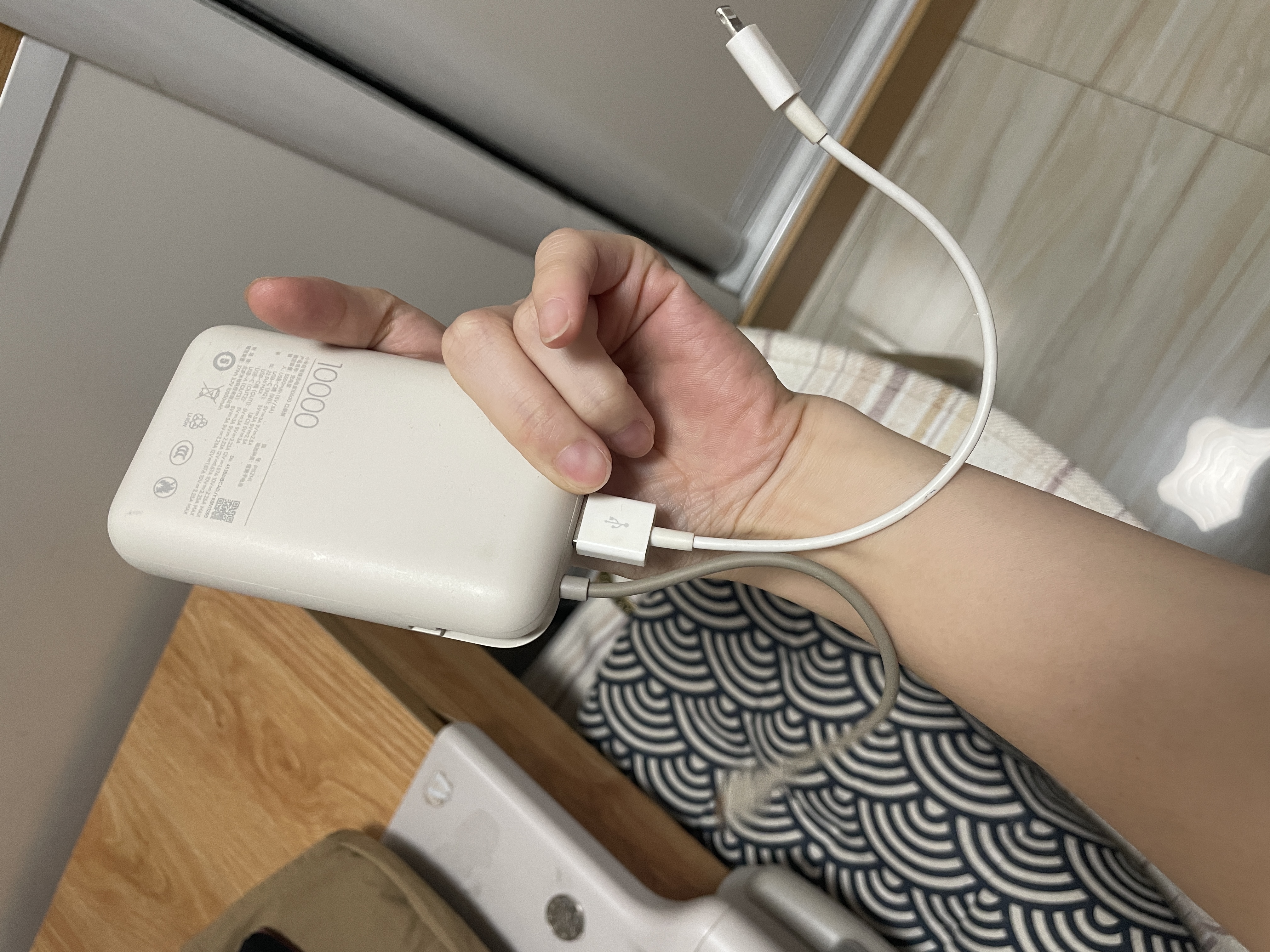 小米（MI）【3C认证】小米充电宝移动电源 10000 自带线双向快充口袋版  浅咖色 可上飞机/火车 实拍图