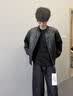 举风美式解构短款皮衣外套男高级感痞帅机车棒球服潮牌工装飞行员夹克 黑色【品质升级款】 L 【110-130斤】可穿 实拍图