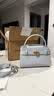 CHARLES&KEITH鳄鱼纹凯莉包手提斜挎婚包包女包生日礼物送女友CK2-50270880-1 Sea Salt Blue海盐蓝（新色） S 实拍图