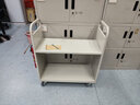 钱柜钢制二层平板书车图书馆移动小推车钢制书架书店手推车灰白色 实拍图
