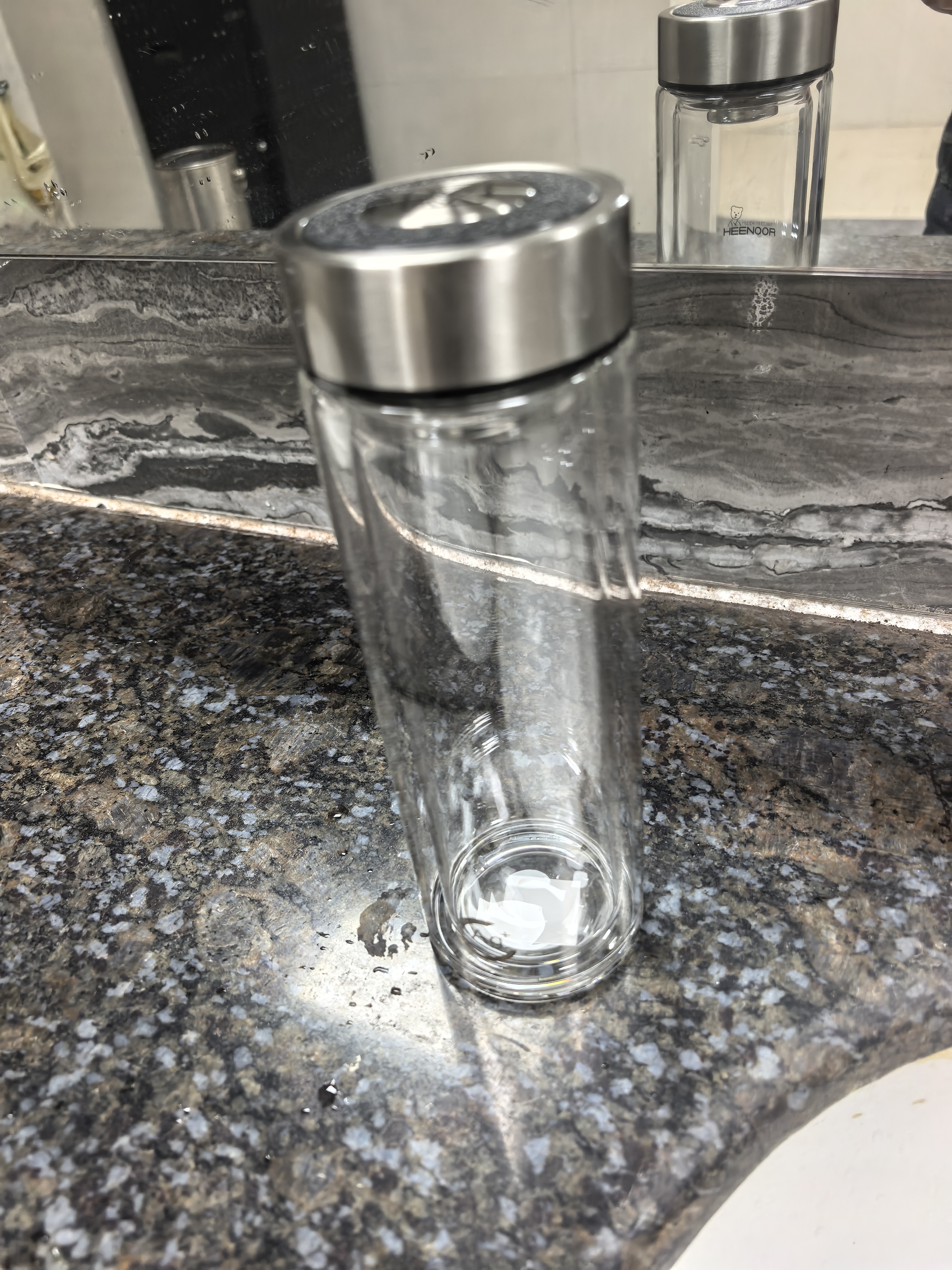 希诺双层抗菌玻璃杯办公车载水杯男高档泡茶杯子节日礼物XN-9607K 实拍图