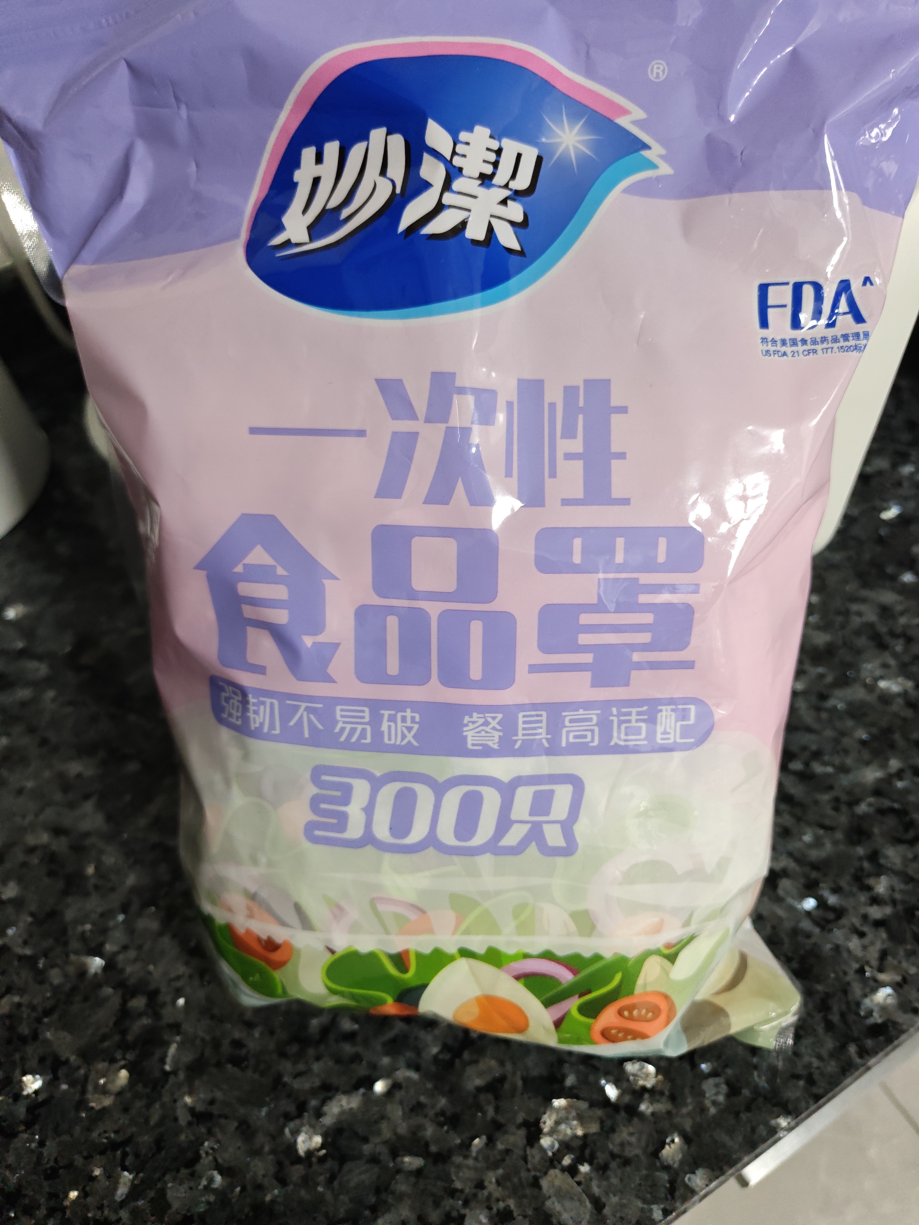 妙洁 保鲜罩 300只 一次性食品级保鲜膜套 强韧不易破 餐具高适配 实拍图