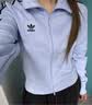 adidas双11主推 复古休闲运动立领夹克外套卫衣女阿迪达斯三叶草   淡蓝色/黑色（推荐选大一码）   XL 实拍图