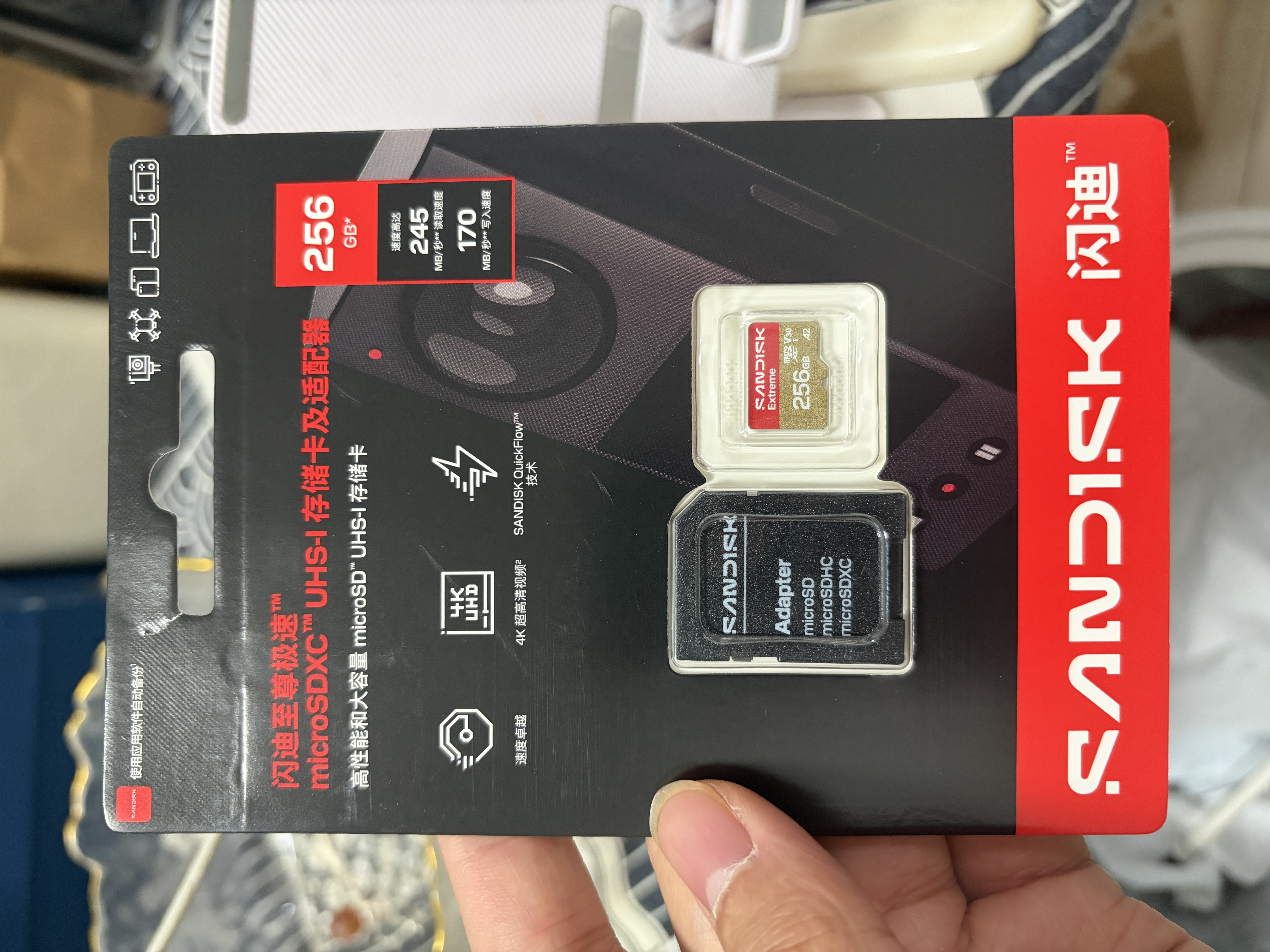 Sandisk闪迪256GB TF(MicroSD)内存卡 升级款 极速金卡 A2 V30 U3 兼容大疆Pocket 4/Action 6运动相机存储卡 实拍图
