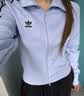 adidas双11主推 复古休闲运动立领夹克外套卫衣女阿迪达斯三叶草   淡蓝色/黑色（推荐选大一码）   XL 实拍图