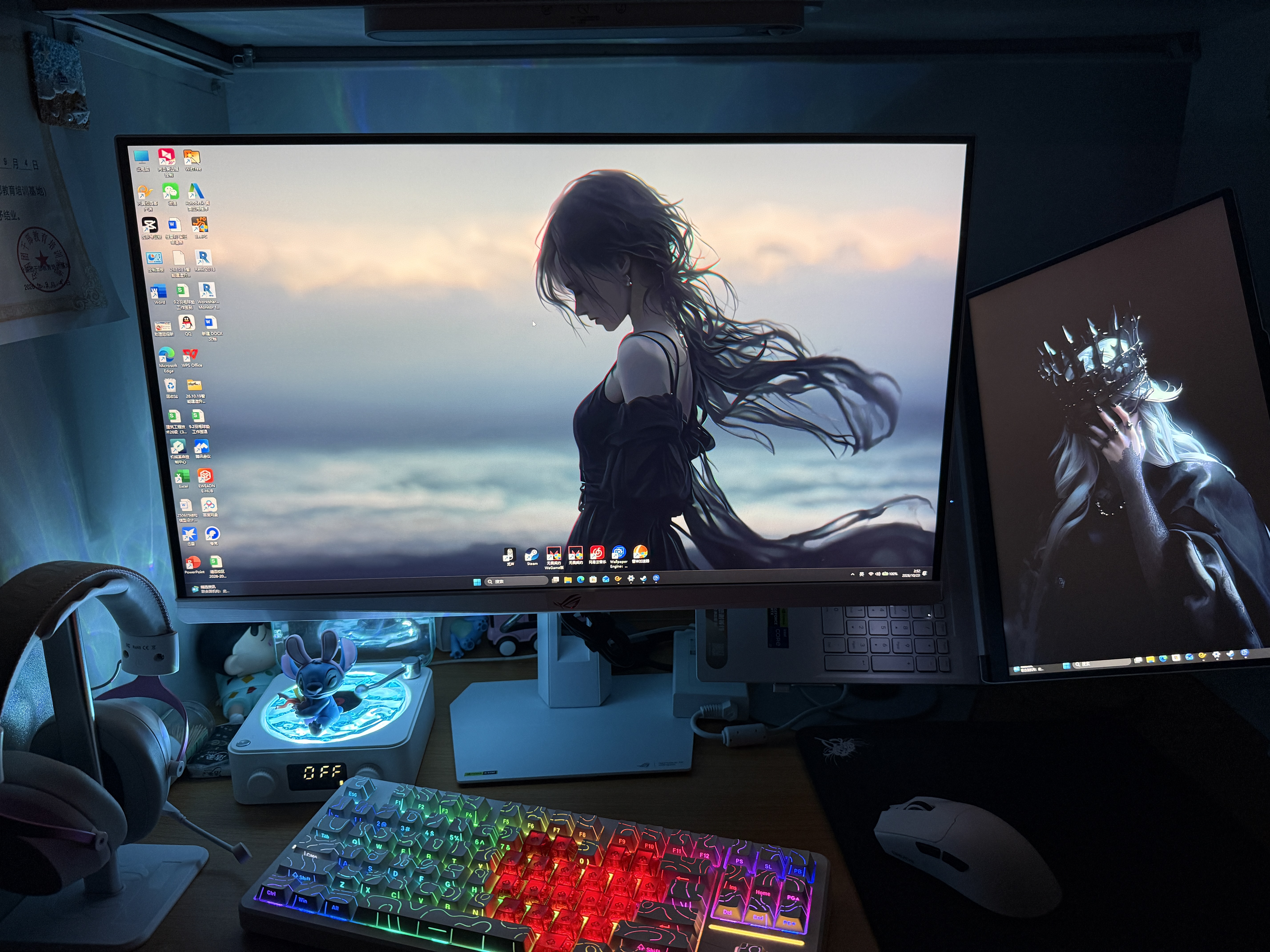 华硕ROG XG27ACMEG-W 27英寸显示器2K电竞显示器2K 240Hz超频260Hz HDR400 G-Sync 0.3ms响应 HDMI 2.1 实拍图
