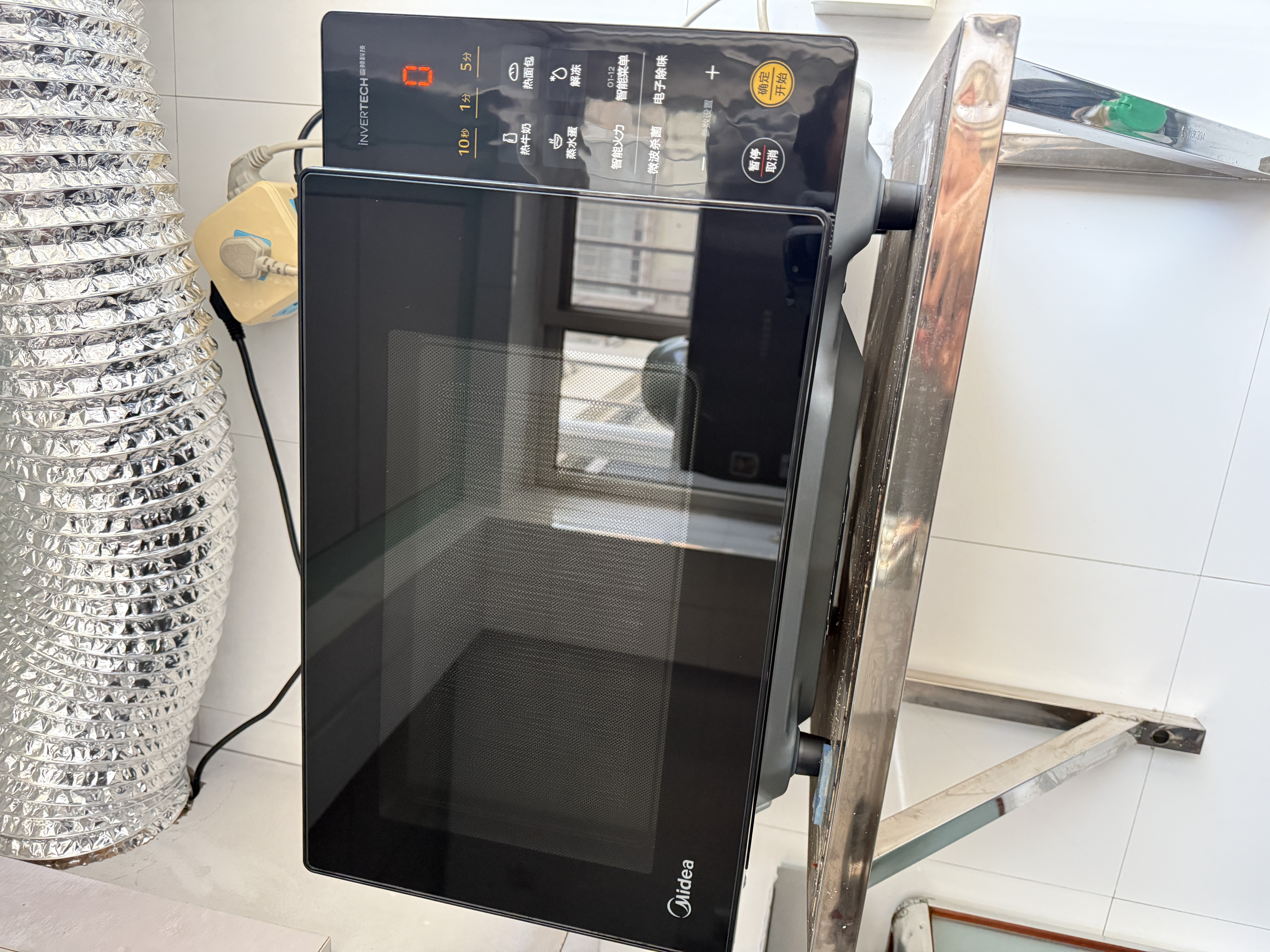 美的（Midea）家用变频微波炉平板式易清洁800W微波速热智能菜单钻石背板加热20L小型一级能效（PM20M2 实拍图