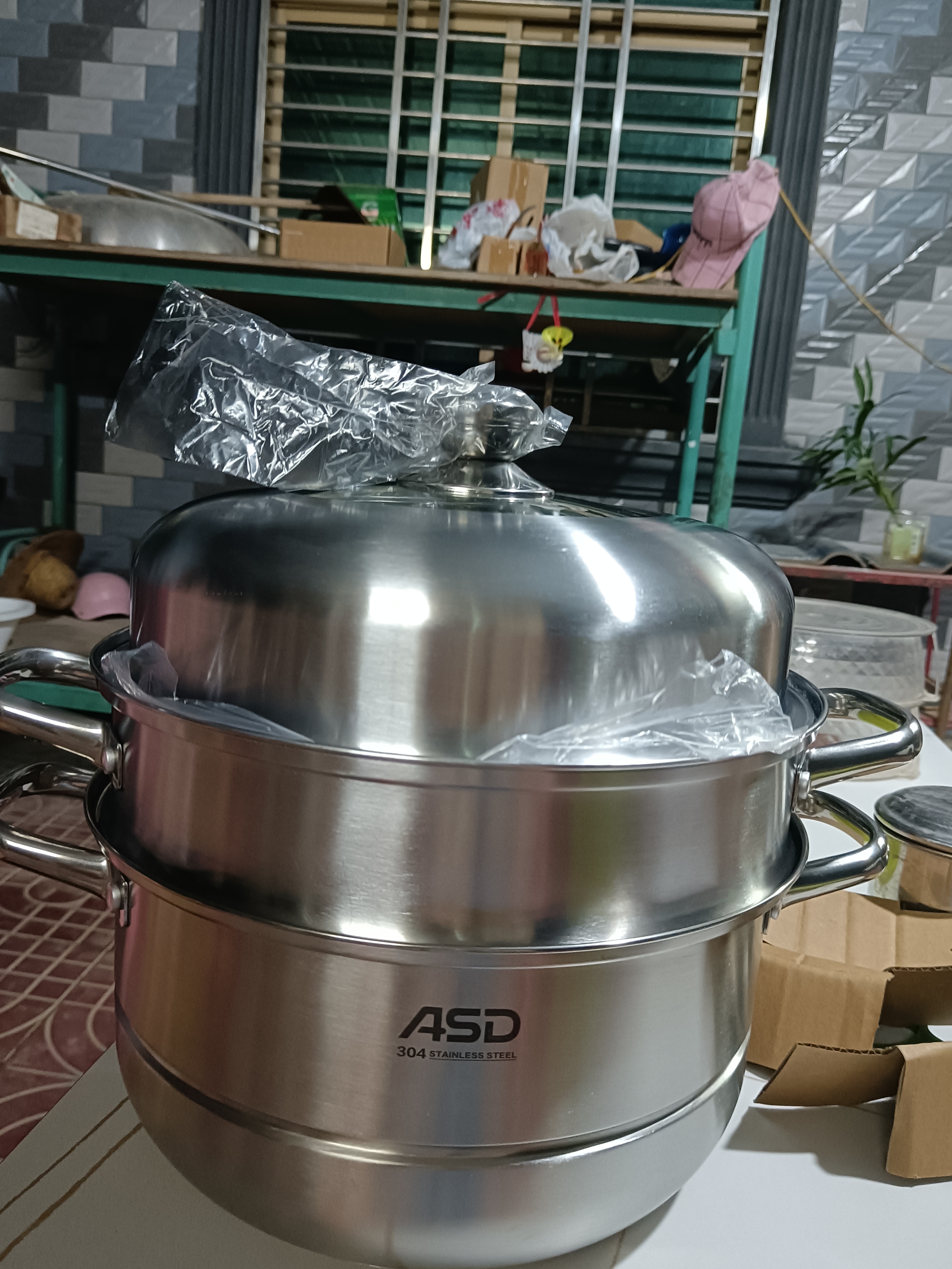 爱仕达（ASD）蒸锅304不锈钢三层家用蒸煮炖汤锅 大容量30CM双层蒸笼燃气通用G3 实拍图