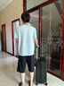 波尔盾（BAOERDEN）铝框行李箱男女大容量密码旅行箱万向轮20登机拉杆箱 墨黑 24英寸 托运箱-(隔层网兜+轻音轮) 实拍图