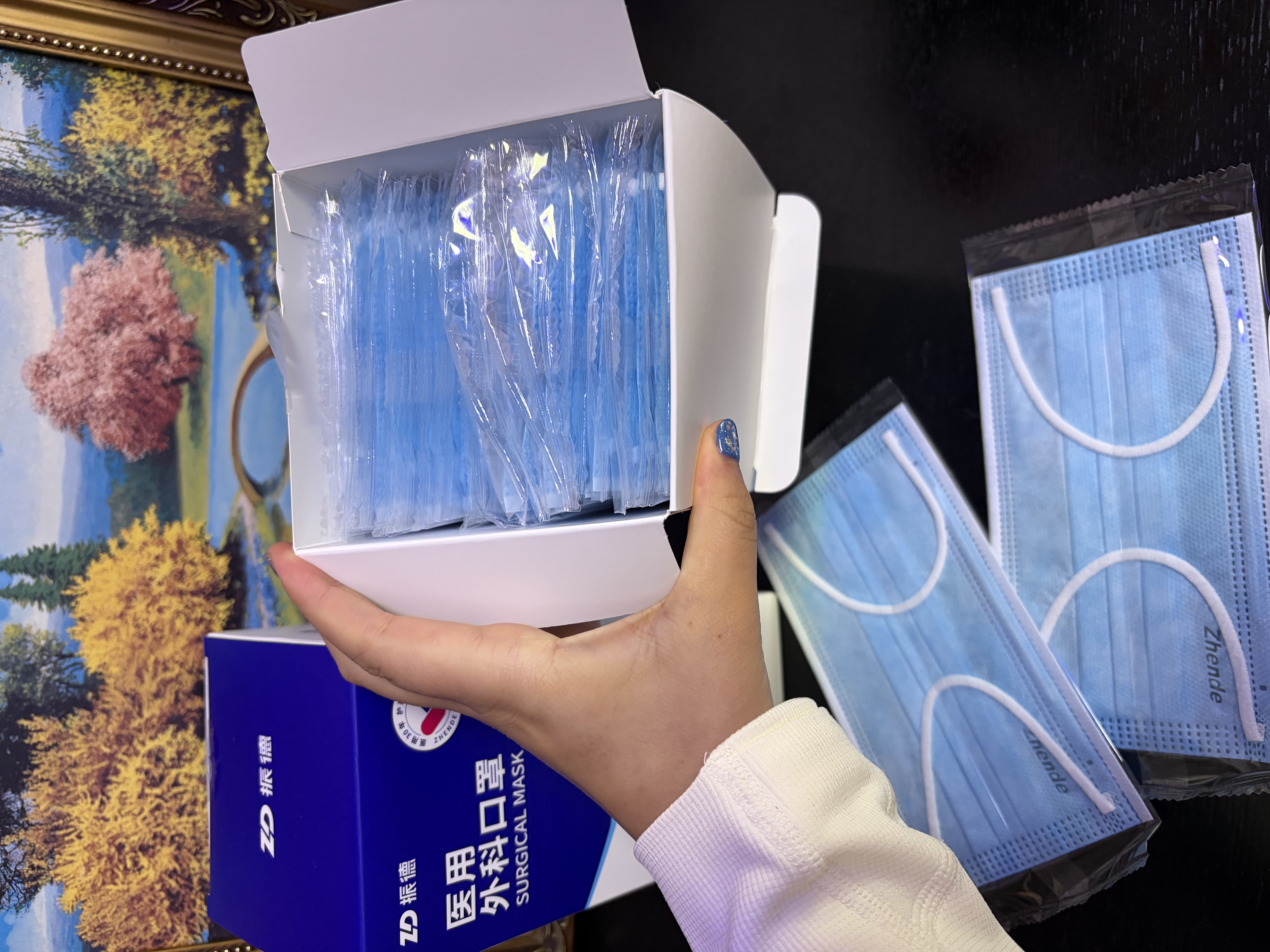 振德口罩一次性独立包装医用外科口罩成人儿童冬季防寒粉尘鼻炎100只 实拍图