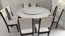 沐晨岩板餐桌实木可伸缩折叠圆餐桌椅组合现代简约小户型餐厅吃饭桌子 4轨道黑白色-雪山白岩板【木椅】 1.35m一桌八椅 实拍图