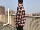 花花公子衬衫男春秋夏季新款百搭工装宽松长袖男士外套帅运动休闲衬衣男装 红灰 L 实拍图
