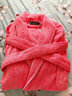 欣美舒纯棉睡袍浴袍男女士毛巾料吸水情侣长款秋冬季加厚全棉浴衣速干 西瓜红-100纯棉-加厚保暖 M 【适合170cm以下130斤以内】 实拍图