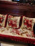 花语缤纷 加厚毛绒红木沙发垫实木沙发坐垫椅垫坐垫可拆洗 荷塘月色-红 52*170（三人） 实拍图