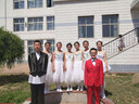 鼎玛仕儿童西服套装男童小西装花童礼服韩版中大童主持人男孩钢琴演出服 蓝色5件套:2件套+衬衫+领结+领带 170 码身高165-170cm重106-120 实拍图