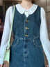 薇衣设2025新款套装春秋季百搭设计感小众法式牛仔长裙女冬季背心连衣裙 衬衣+牛仔裙+腰带 M 90-110斤 实拍图