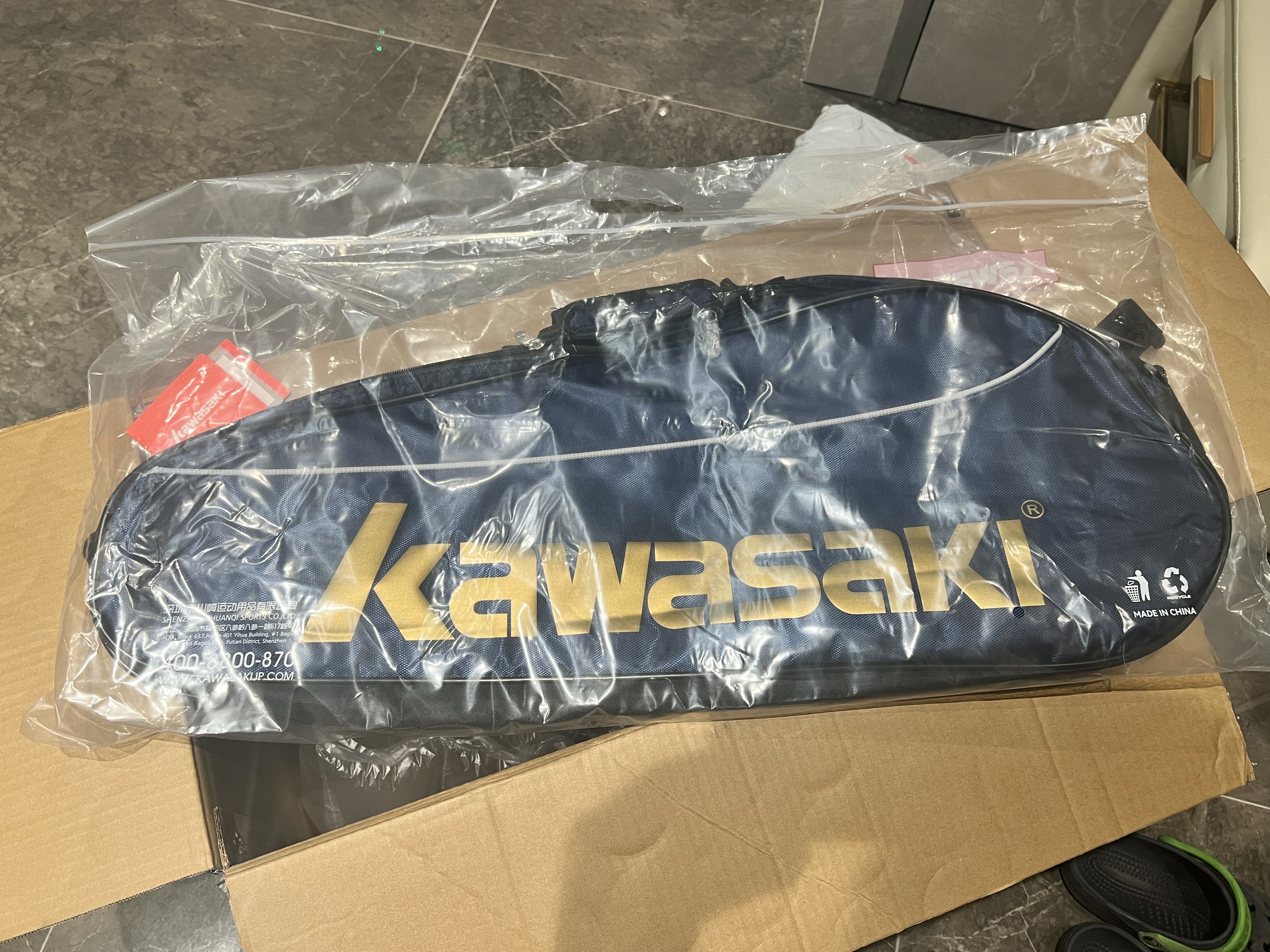 川崎（KAWASAKI）羽毛球包单肩背包网球包男女独立鞋袋羽毛球拍包8327藏青 实拍图