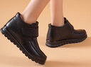 奥康中老年妈妈棉鞋女牛皮加绒保暖秋冬短靴软皮鞋小牛皮女靴 黑色-加厚内里-跟高3cm 37 实拍图