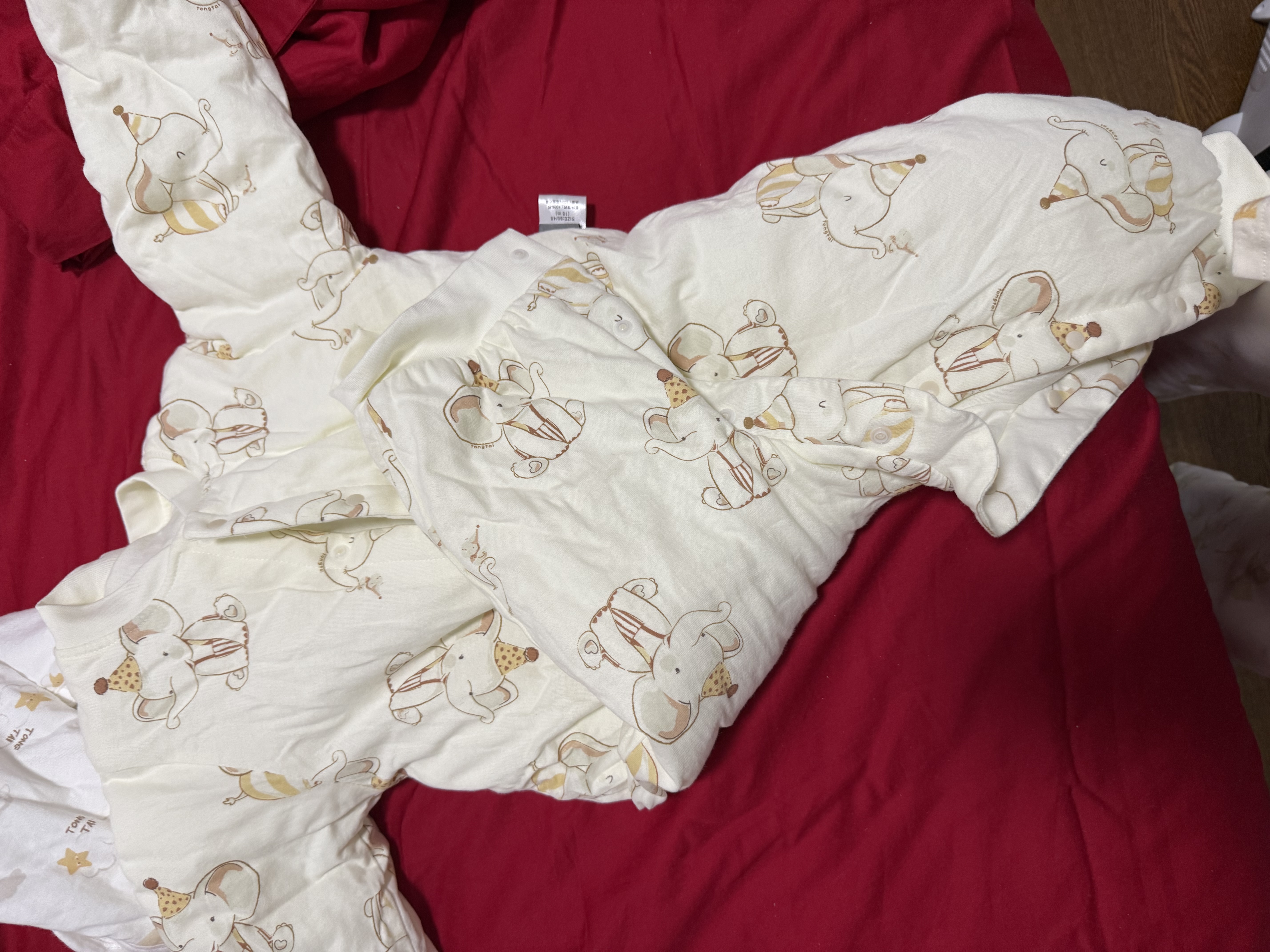 童泰婴儿连体衣秋冬季纯棉夹棉宝宝衣服新生儿棉哈衣爬服黄色80cm 实拍图