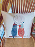 居八佰加厚亚麻花鸟抱枕简约布艺欧式沙发靠垫床头大靠垫办公室靠枕靠背 戴帽子两只鸟（可爱小鸟） 45*45cm抱枕套+枕芯 实拍图