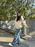 主意范（ZHUYIFAN）连帽座山雕皮衣外套棉服男女款冬季加绒加厚保暖毛领棉衣夹克潮牌 杏色升级版 L 110-130斤 实拍图