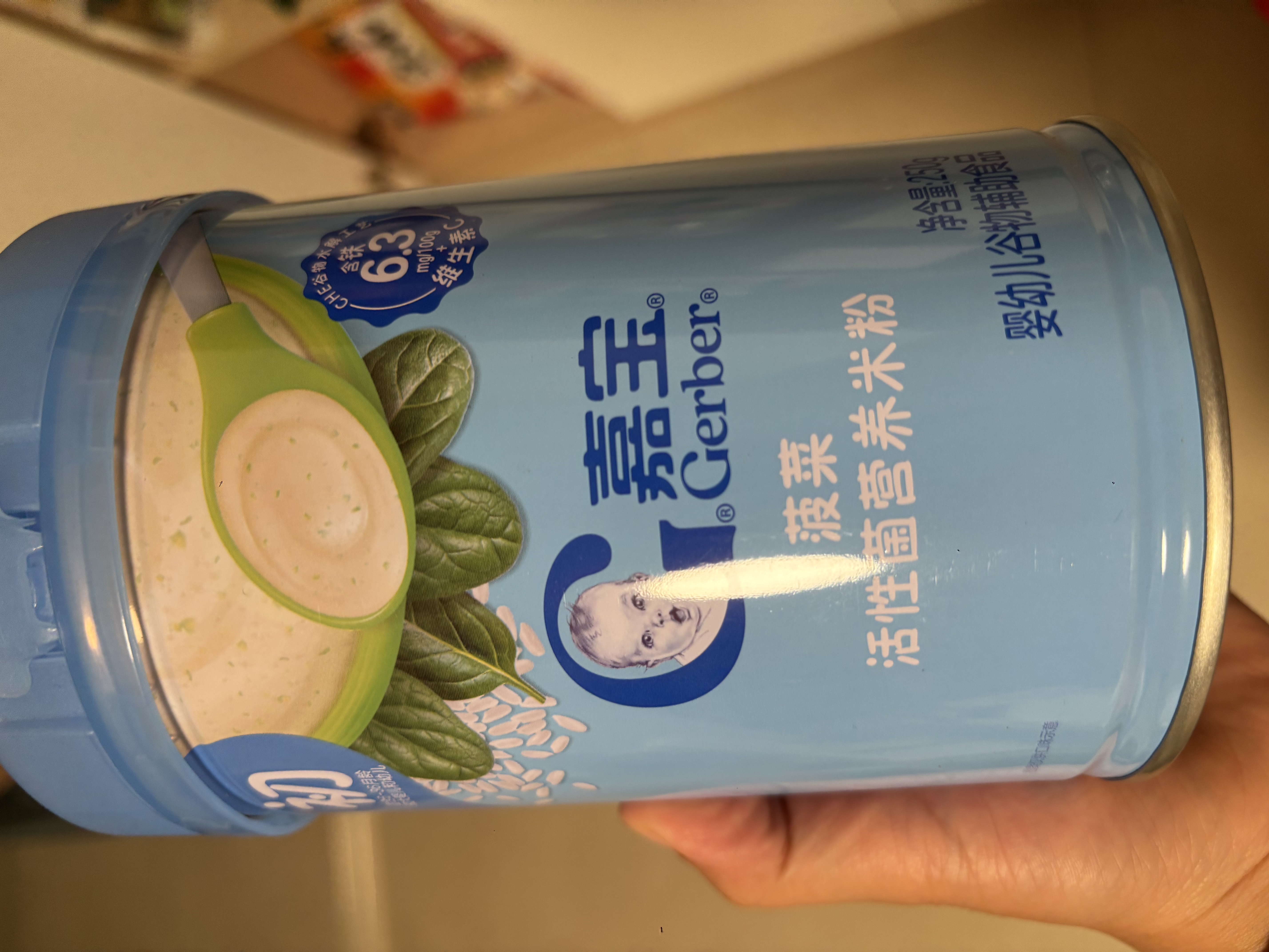 嘉宝（GERBER）婴幼儿米粉菠菜加铁加钙加益生菌250g宝宝辅食营养米糊 6月+ 实拍图