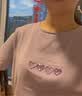 百图betu女装春夏新款T恤温柔风减龄短袖圆领重工艺T恤女2302T15 紫色 S 实拍图