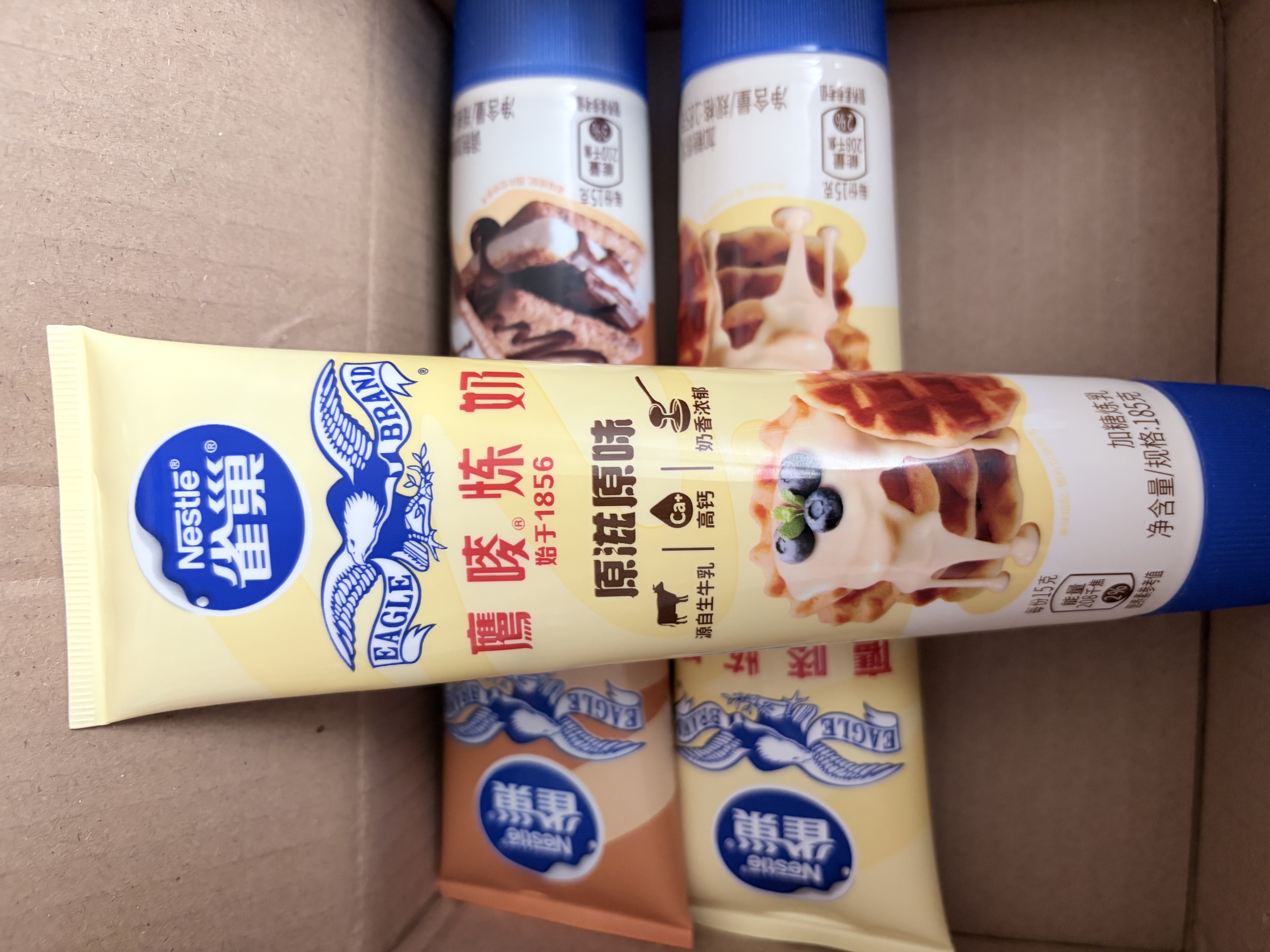 雀巢（Nestle）鹰唛炼奶原味185g*2+巧克力味185g*1炼乳 实拍图