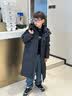 鸭鸭儿童羽绒服中长款过膝冬季男女童厚极寒中大童装外套HY 青光黑色【童装】 120 （40斤-50斤） 实拍图