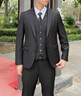 罗蒙大码西装男士套装加肥加大胖子商务正装定制西服外套结婚礼服休闲 大码黑色(西服+西裤) 赠大礼包 180/XL 体重135-150斤 实拍图