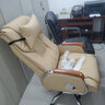 曙光童年真皮老板椅商务按摩大班椅实木办公椅可躺升降转椅家用椅子电脑椅 卡其色+搁脚 纳帕皮 实拍图