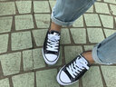 人本黑色帆布鞋女2024春季新款韩版ulzzang学生百搭ins情侣潮鞋子 黑色-（偏大，建议拍小一码） 35 实拍图
