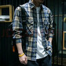 择肯春夏纯棉长袖格子衬衫男宽松潮牌ins大码工装衬衣外套潮春季 灰色 L 130-145斤 实拍图