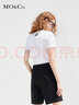 MO&Co.春夏U领短袖T恤LOGO胶章简约修身内搭外穿摩安珂 漂白色 建议和客服确认尺码哦 M 165 建议和客服确认尺码哦 实拍图