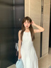 VEGA CHANG无袖连衣裙女2025年夏季新款简约时尚气质背心长裙子 陶瓷白 S 实拍图