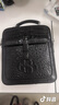 欧洛尔鳄鱼皮男包男士休闲斜挎包时尚商务竖款手提包单肩包男真皮 黑色头部 实拍图