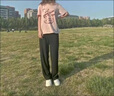 朵伶诗儿【两条装】小个子运动冰丝阔腿裤女高腰垂感夏季薄款大学生宽松直筒码休闲裤 粉色+黑色303(两件装)96 L 106-120斤 实拍图