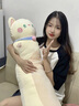 槿木花开猫咪玩偶抱枕睡觉毛绒玩具公仔抱睡长条枕夹腿大娃娃女生可拆洗 白色猫 110厘米（独立内胆可拆洗） 实拍图
