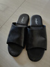 方升真皮舒适软底木地板室内拖鞋简约居家高档轻声一字拖手工定制大码 黑色 绒皮底 46 46、47共码 实拍图
