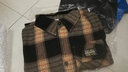 花岚娜纯棉春秋冬新款宽松显瘦格子衬衫女外搭洋气加绒衬衣春装百搭上衣 黑色 有袋盖 XL 建议90-105斤 实拍图
