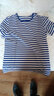 七匹鲨 海魂衫男短袖条纹t恤 男装加肥加大码蓝白条纹海魂衫男 S 实拍图