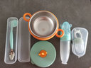 吉田久森辅食碗婴儿专用碗勺餐具套装宝宝辅食工具全套保温硅胶勺子米糊瓶 绿皇冠碗5件套（米糊瓶） 实拍图
