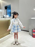 安妮优儿女童JK套装春秋2025秋装新款学院风韩版百褶裙毛衣开衫三件套洋气 蓝色三件套（裙子+衬衣+开衫） 120 实拍图