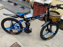 Jeep 吉普自行车折叠山地车前后双减震碟刹变速山地自行车-战神 战神-黑蓝三刀一体轮 24速24寸（适合身高1.5~1.75m） 实拍图
