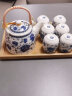 古笙记（GUSHENGJI）配竹托景德镇陶瓷茶具套装家用整套功夫茶具提梁壶中式泡茶壶茶杯 青瓷蓝牡丹(仿古系列)  7件 7件 实拍图